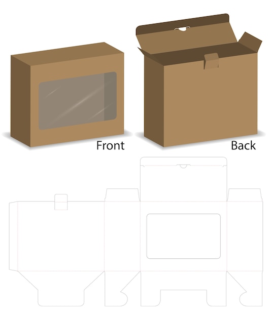 Download Box with plastic window mockup with dieline Vector ...