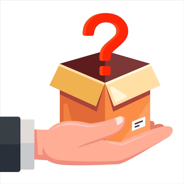 Download Premium Vector | A box with a question mark lies in a ...