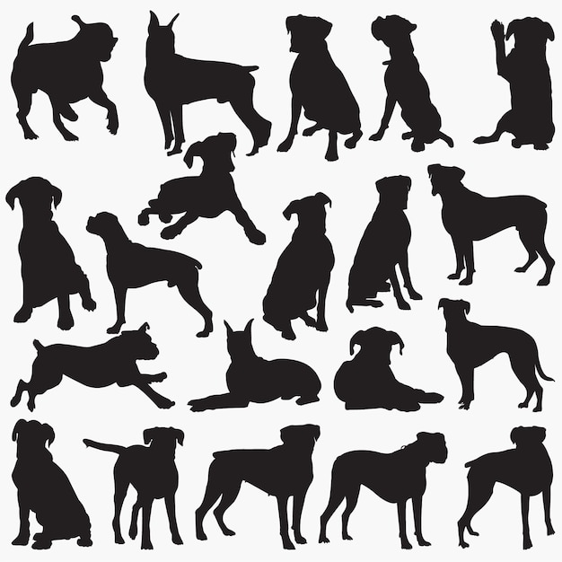Download Boxer dog silhouettes | Premium Vector