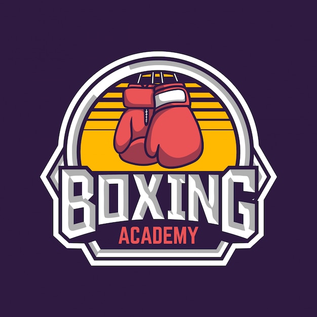 Premium Vector | Boxing academy retro badge with boxer illustration