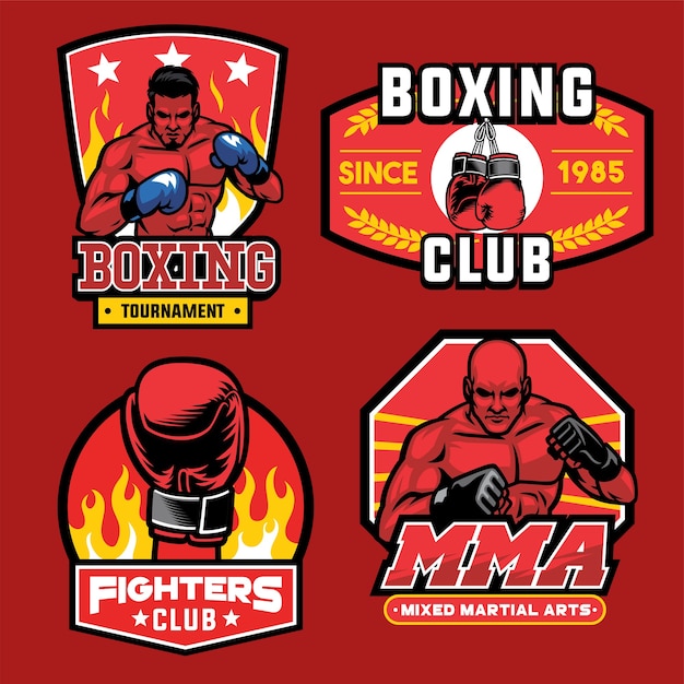 Premium Vector | Boxing badge set collection