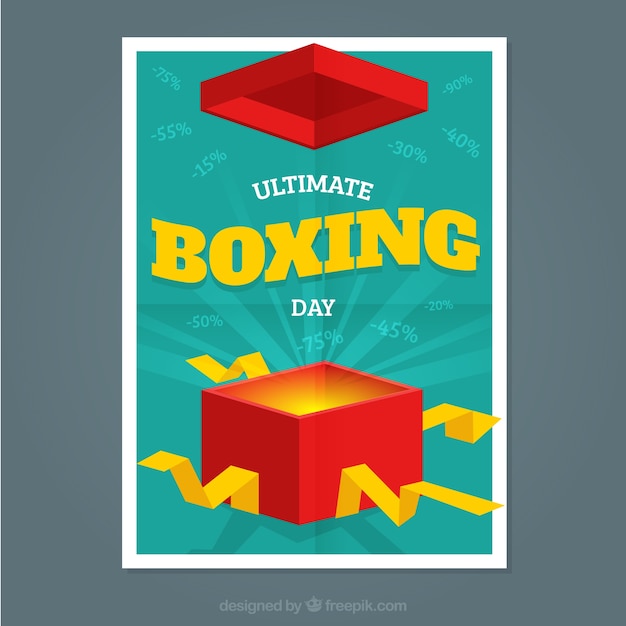 Boxing day sale poster with an open box
