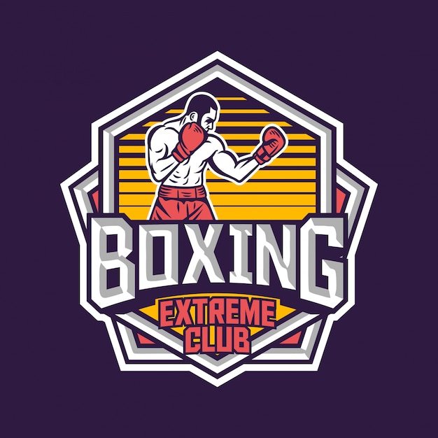 Boxing extreme club retro badge logo emblem design with boxer ...