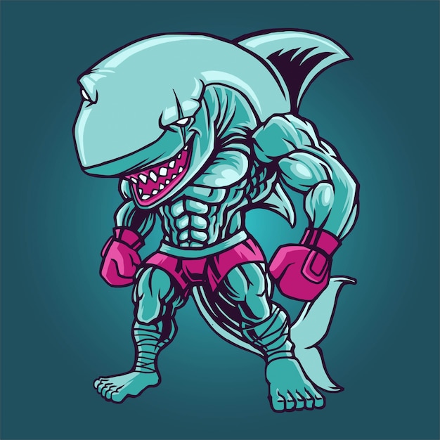 Premium Vector | Boxing shark fighter