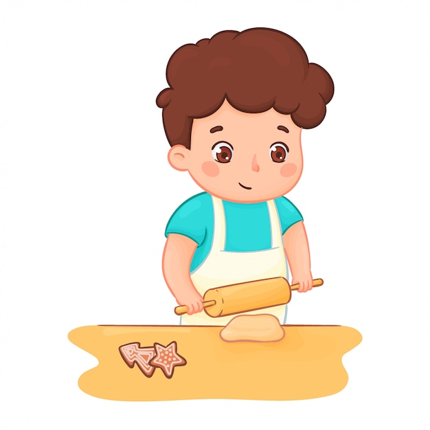 Premium Vector Boy Baking Cookies Character Illustration Of A Kid