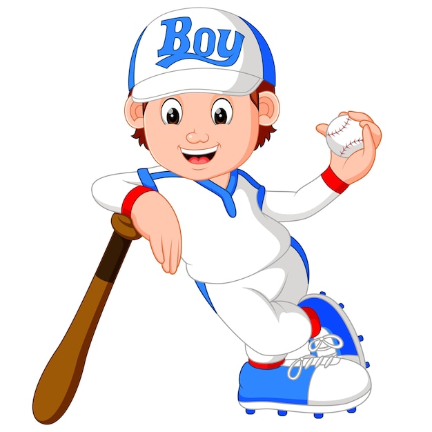 Premium Vector | Boy baseball player