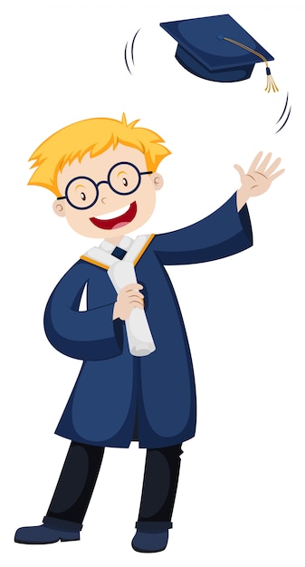 Download Free Vector | Boy in blue graduation gown