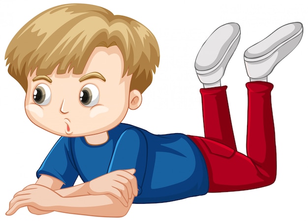 Free Vector Boy In Blue Shirt Laying Down On The Floor