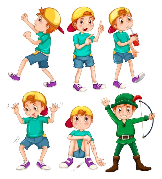 free-vector-boy-in-different-poses-illustration