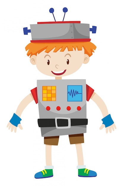 Free Vector | Boy dressed up as robot