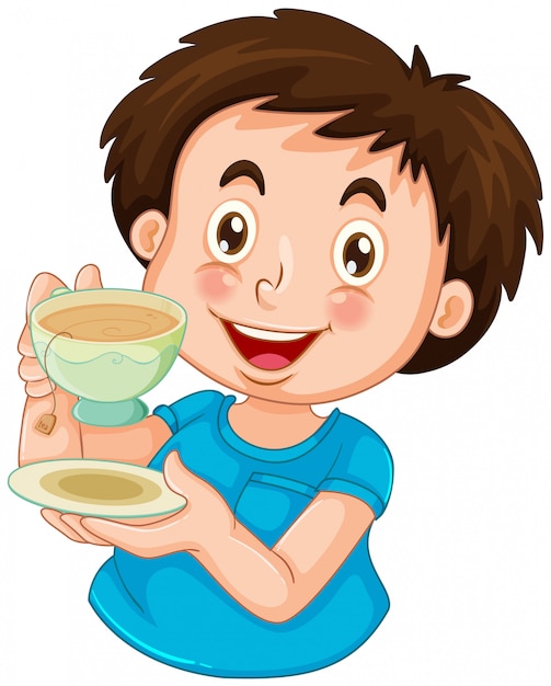 Free Vector | A boy drinking tea