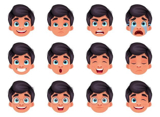 Premium Vector | Boy face expression design illustration isolated