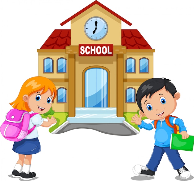 Premium Vector Boy And Girl Are Going To School