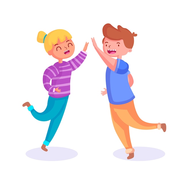 Free Vector Boy and girl giving high five illustration