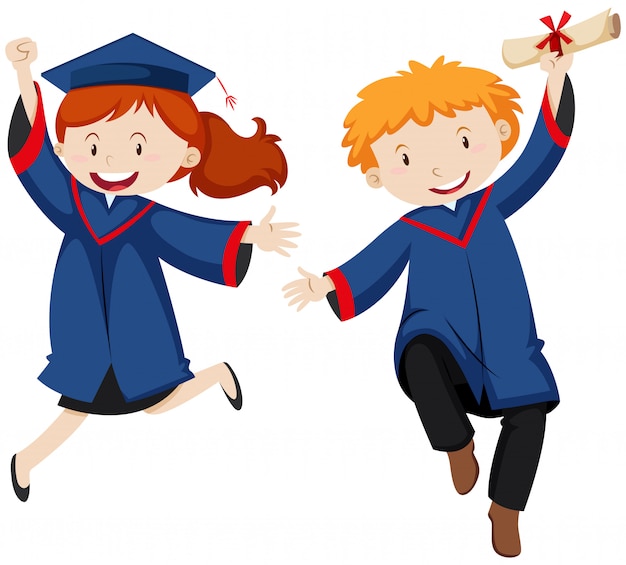 Download Boy and girl in graduation gown Vector | Free Download