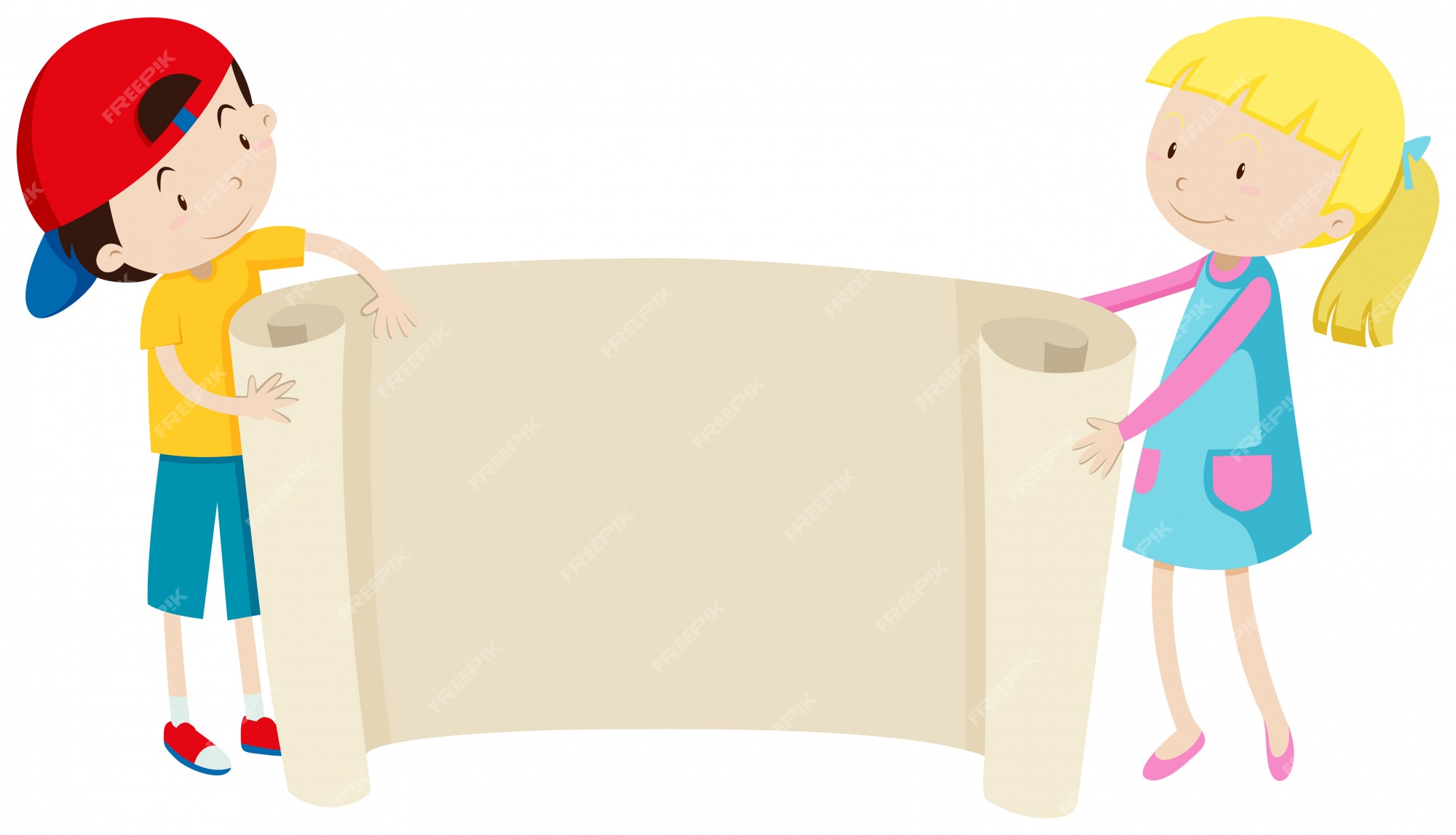 Free Vector | Boy and girl holding paper