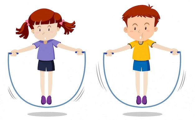 Premium Vector | Boy and girl skipping