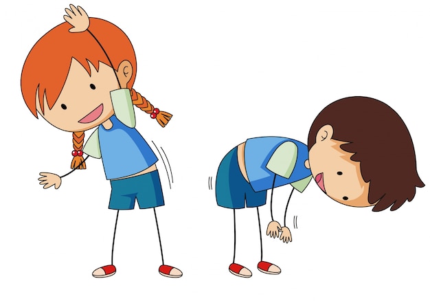 Free Vector | Boy and girl stretching