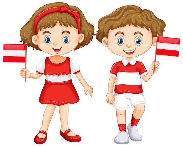 Free Vector Boy And Girl With Austria Flag