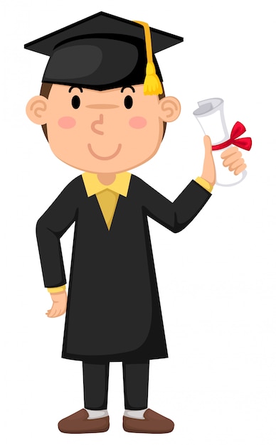 Download Boy in graduation gown | Premium Vector