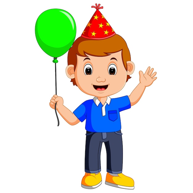 Premium Vector | Boy holding balloons