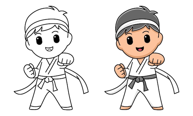 Premium Vector Boy Karate Coloring Page For Kids