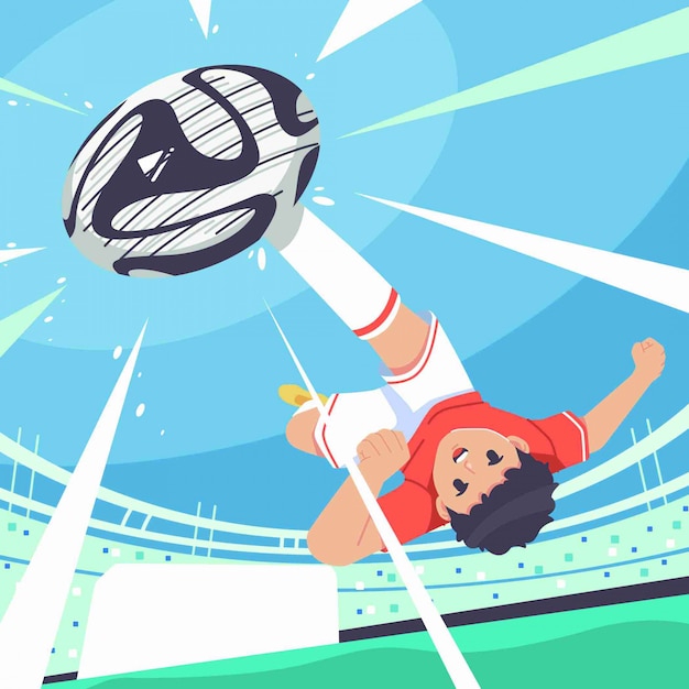 Premium Vector Boy Kicking Ball Illustration Background