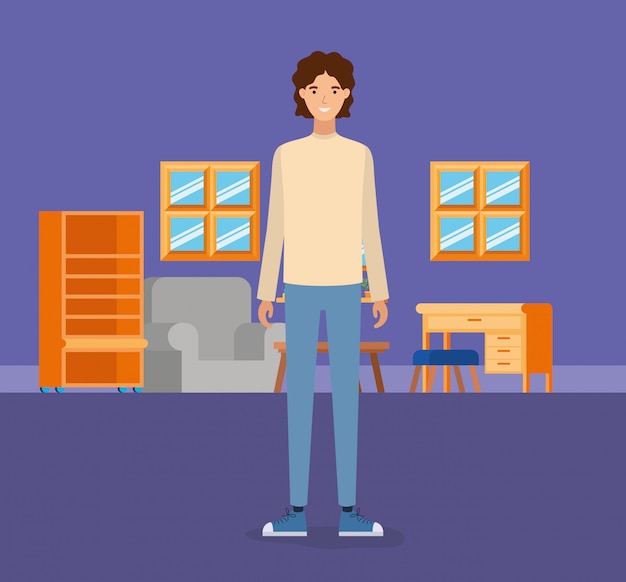 Download Boy in living room Vector | Free Download