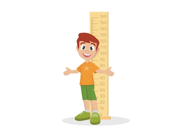 Boy measuring height. | Premium Vector