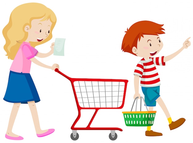 Madre Haciendo Compras Con El Vector De Dibujos Animados Hijo Vector Images And Photos Finder 8646