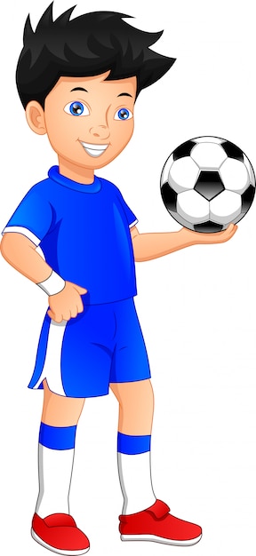 少年サッカー 男の子保持ボール プレミアムベクター