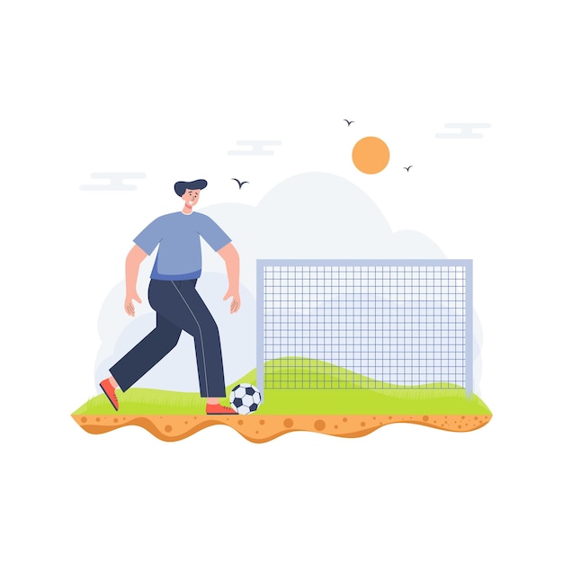 Premium Vector | Boy playing the football game concept illustration