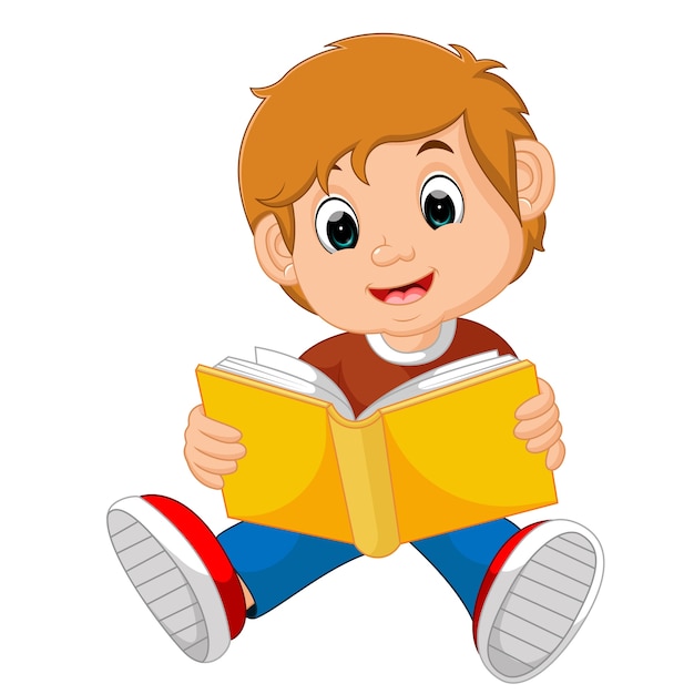 Premium Vector | Boy reading book