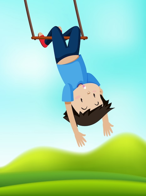 Download Free Vector | A boy on swing