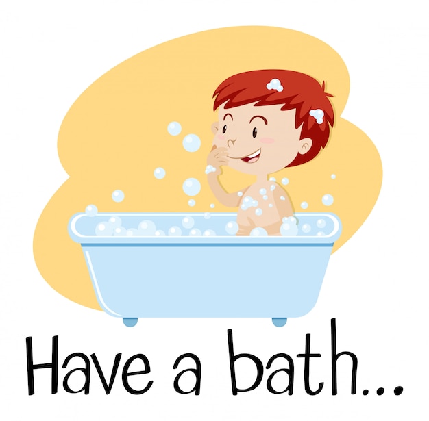 Free Vector | A boy taking a bath