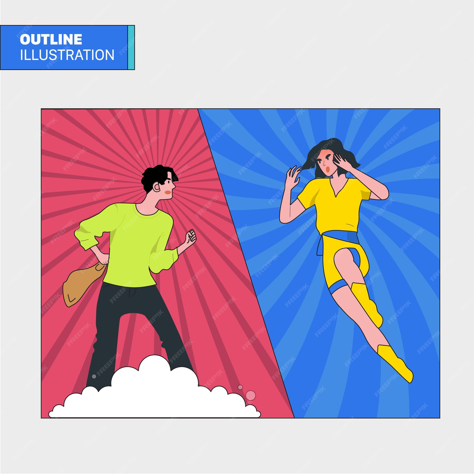 Premium Vector | Boy vs girl outline illustration