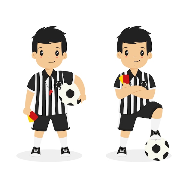 Boy wearing referee uniform, character vector. Premium Vector