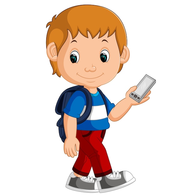 Premium Vector Boy With Backpacks Cartoon