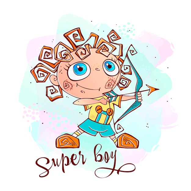 Download Premium Vector | A boy with a bow and arrow.