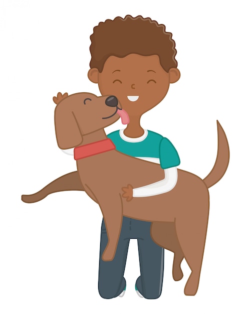 Free Vector | Boy with dog cartoon design