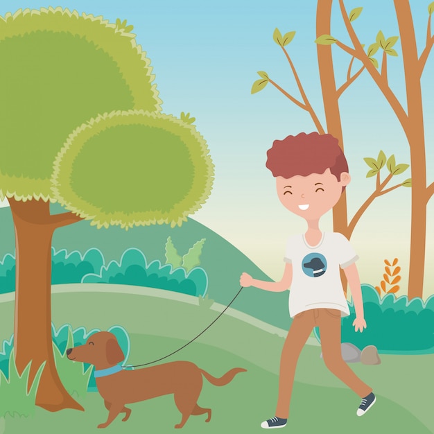 Free Vector | Boy with dog cartoon