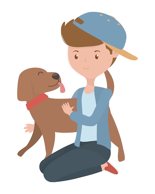 Free Vector | Boy with dog of cartoon