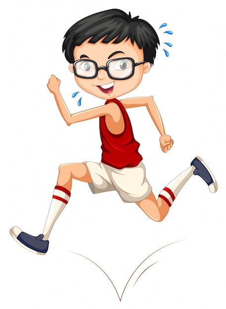 Boy with glasses running Vector | Free Download