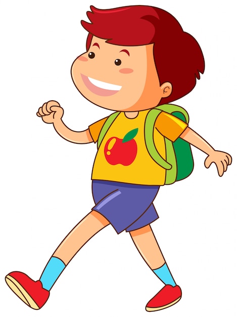 Free Vector | Boy with green backpack walking