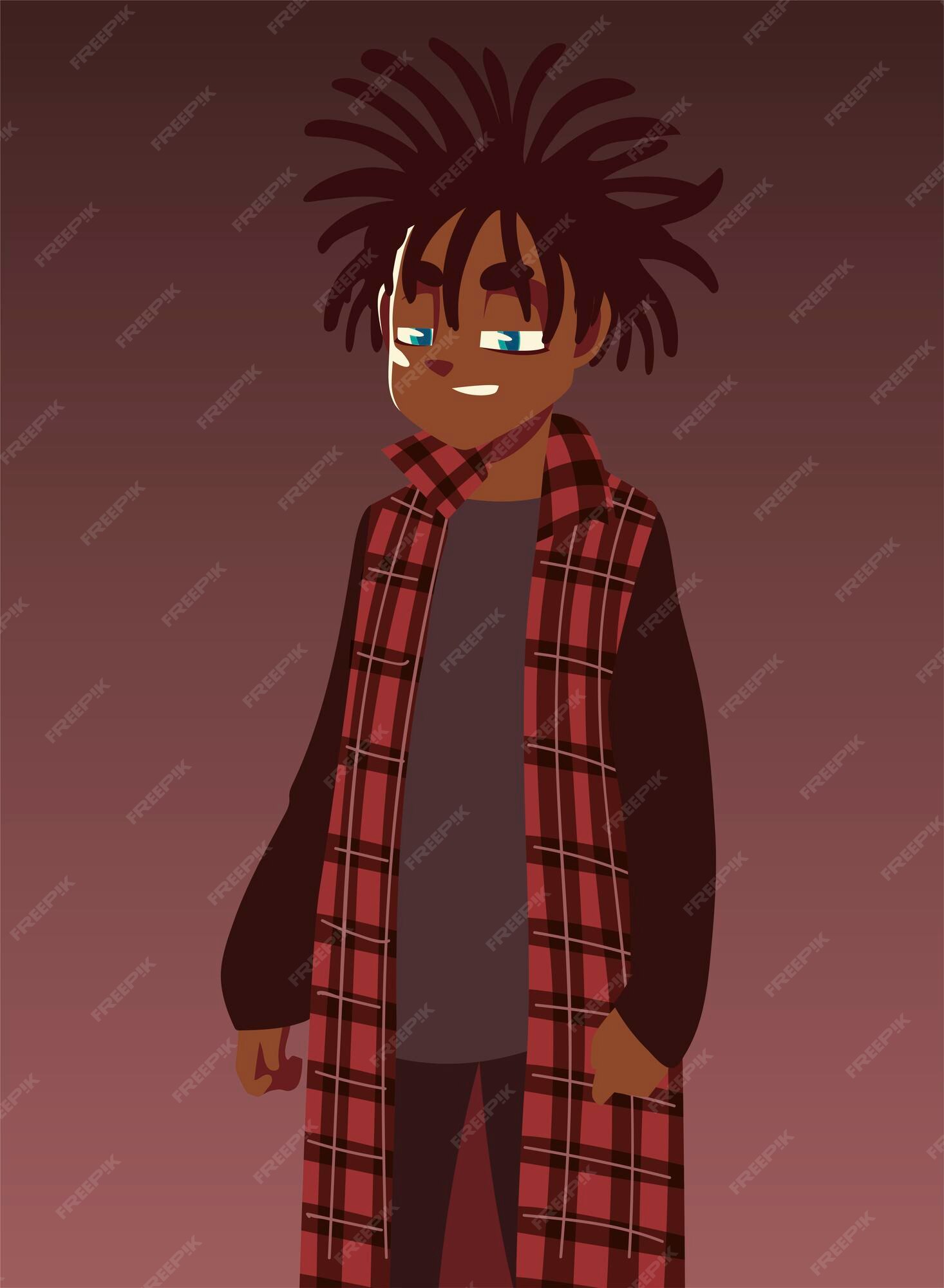Premium Vector | Boy with long dreadlocks fashionable clothes, young ...