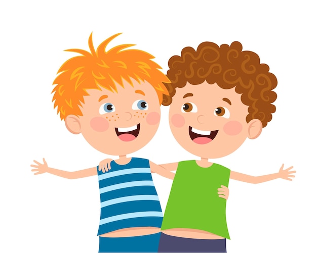 Premium Vector | The Boys Are Friends. Vector Characters Kids In Flat ...