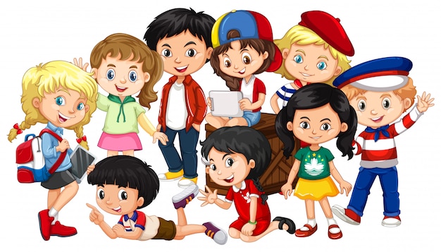 Free Vector Boys And Girls Together In Group