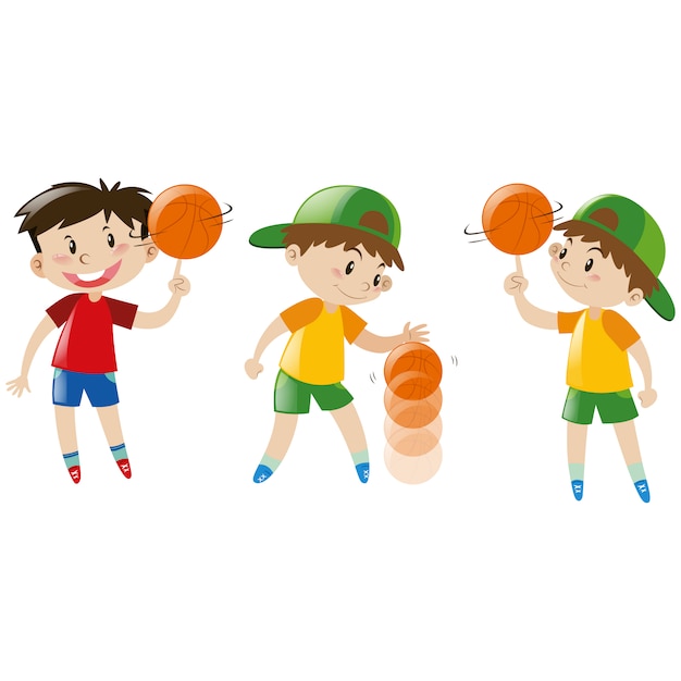 Download Free Vector | Boys playing basketball collection