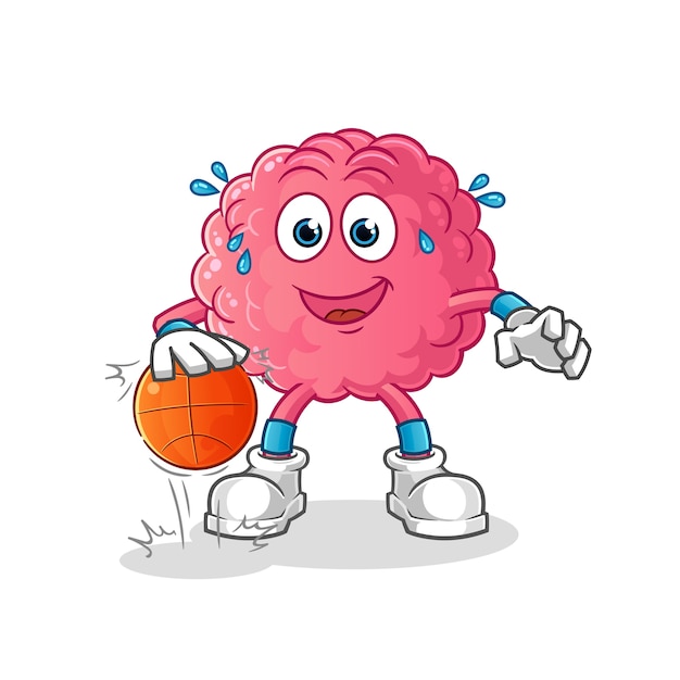 脳ドリブルバスケットボールキャラクター 漫画のマスコット プレミアムベクター