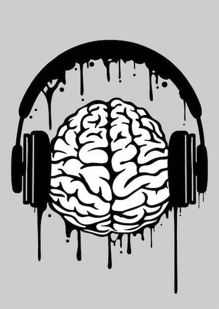 Premium Vector | Brain headphone illustration